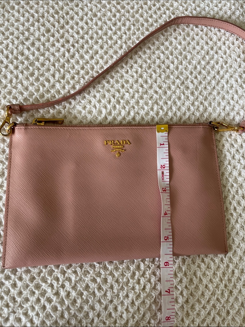 PRADA Rose Saffiano Small Flat Pouch - Picture 7 of 9
